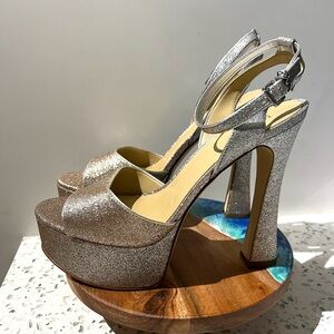 Michael Kors JENSEN Platform Sandals Heel Shoe metallic size 9M